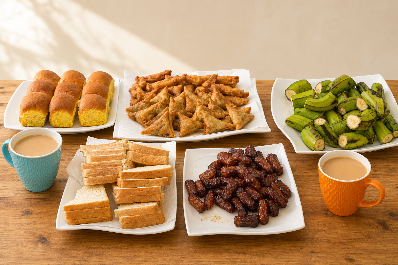 A generous Nairobi tea spread being enjoyed together
